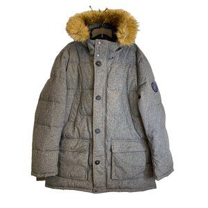 Tommy Hilfiger Men's Gray Quilted Ultra Loft Winter Coat with Hood Size XXL